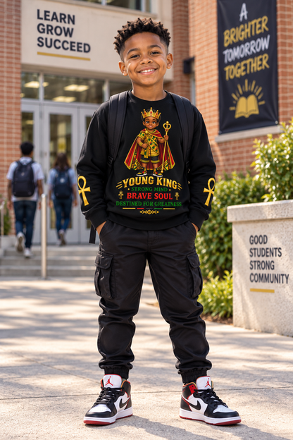 Young King Sweatshirt for Boys in Black