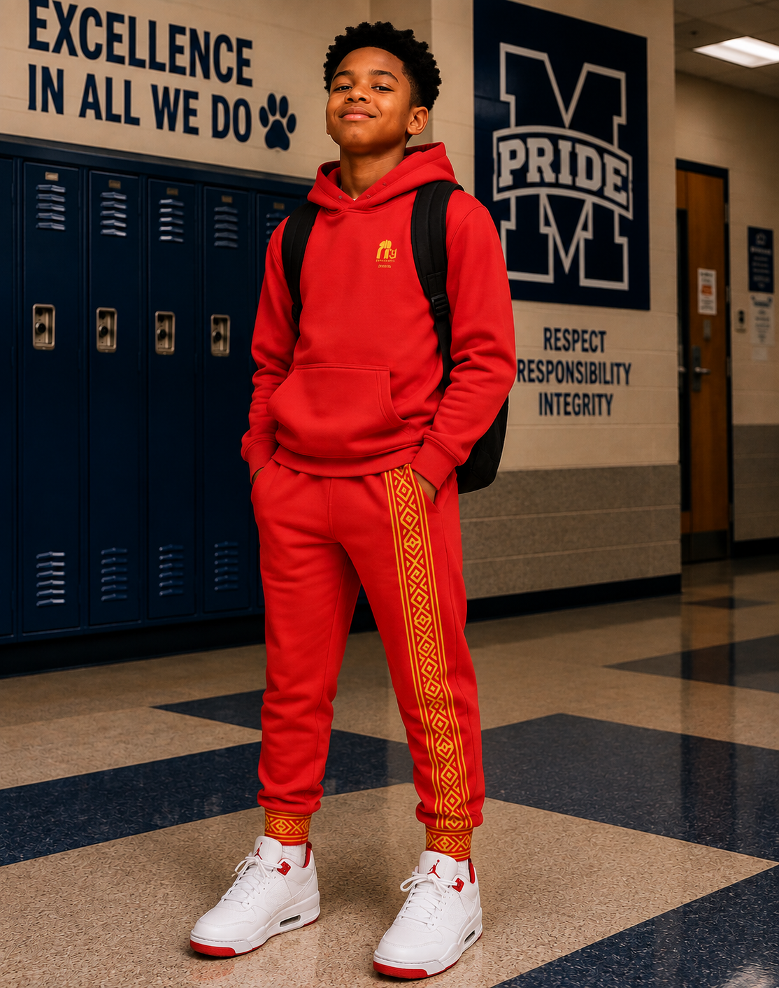 Nubian Pride Red & Gold Tribal Unisex Joggers
