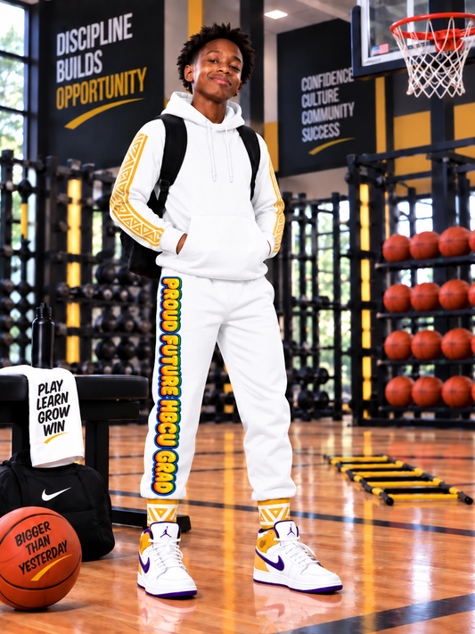 HBCU Unisex Graffiti Joggers in White