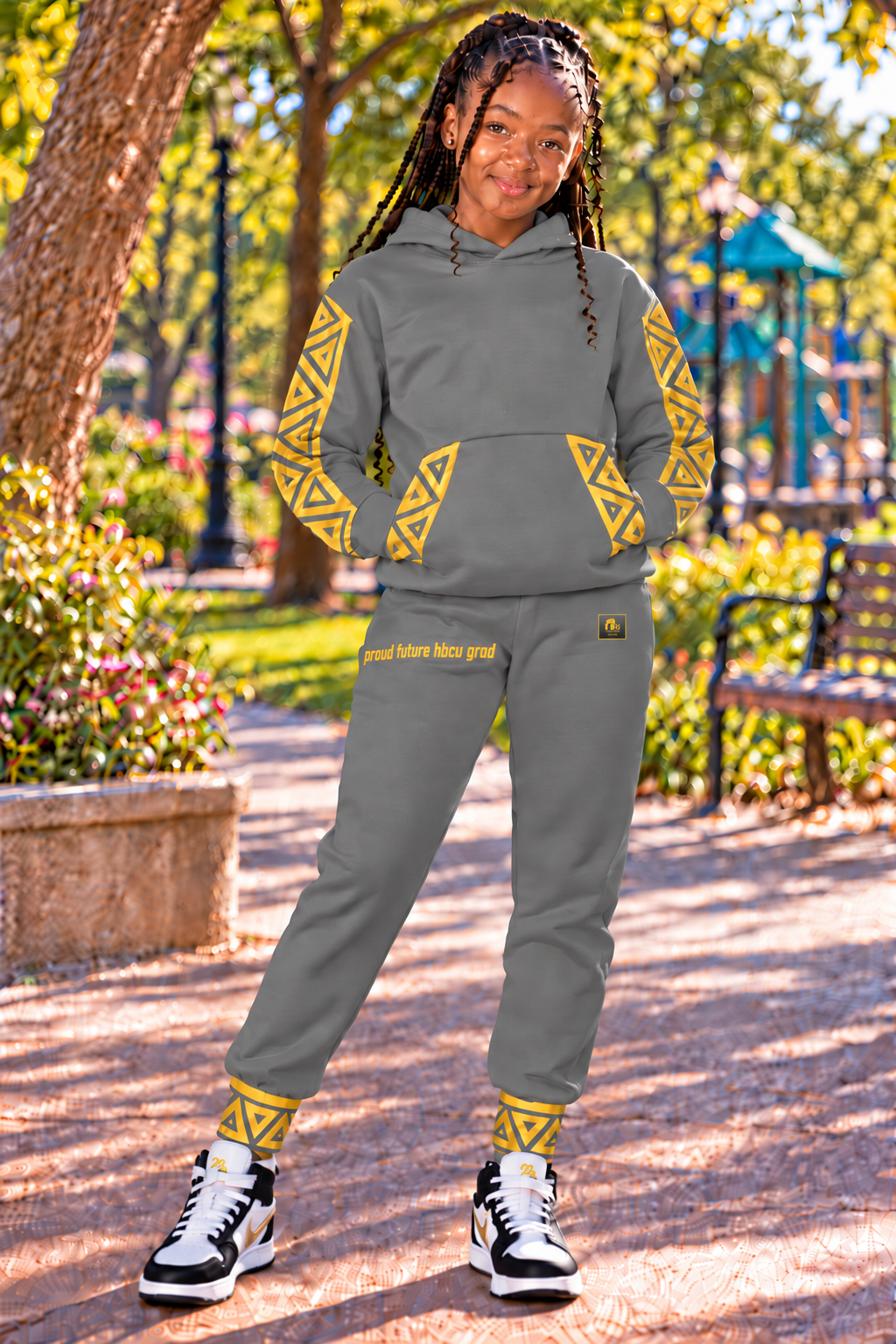 Proud Future HBCU Unisex Graffiti Joggers in Grey