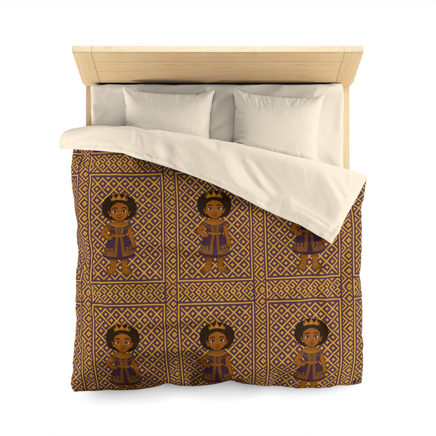 Afro Queen Microfiber Duvet Cover — Warm Brown Moroccan Pattern