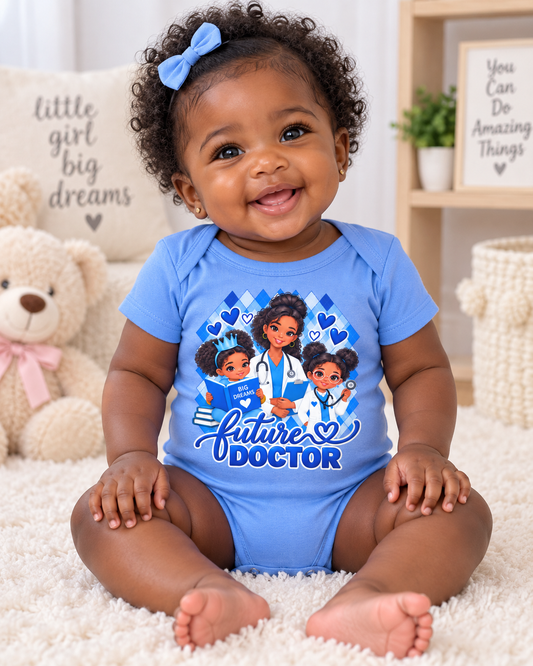 Future Doctor Argyle Print Graduate Short Sleeve Onesie Tee for Girls in  Blue