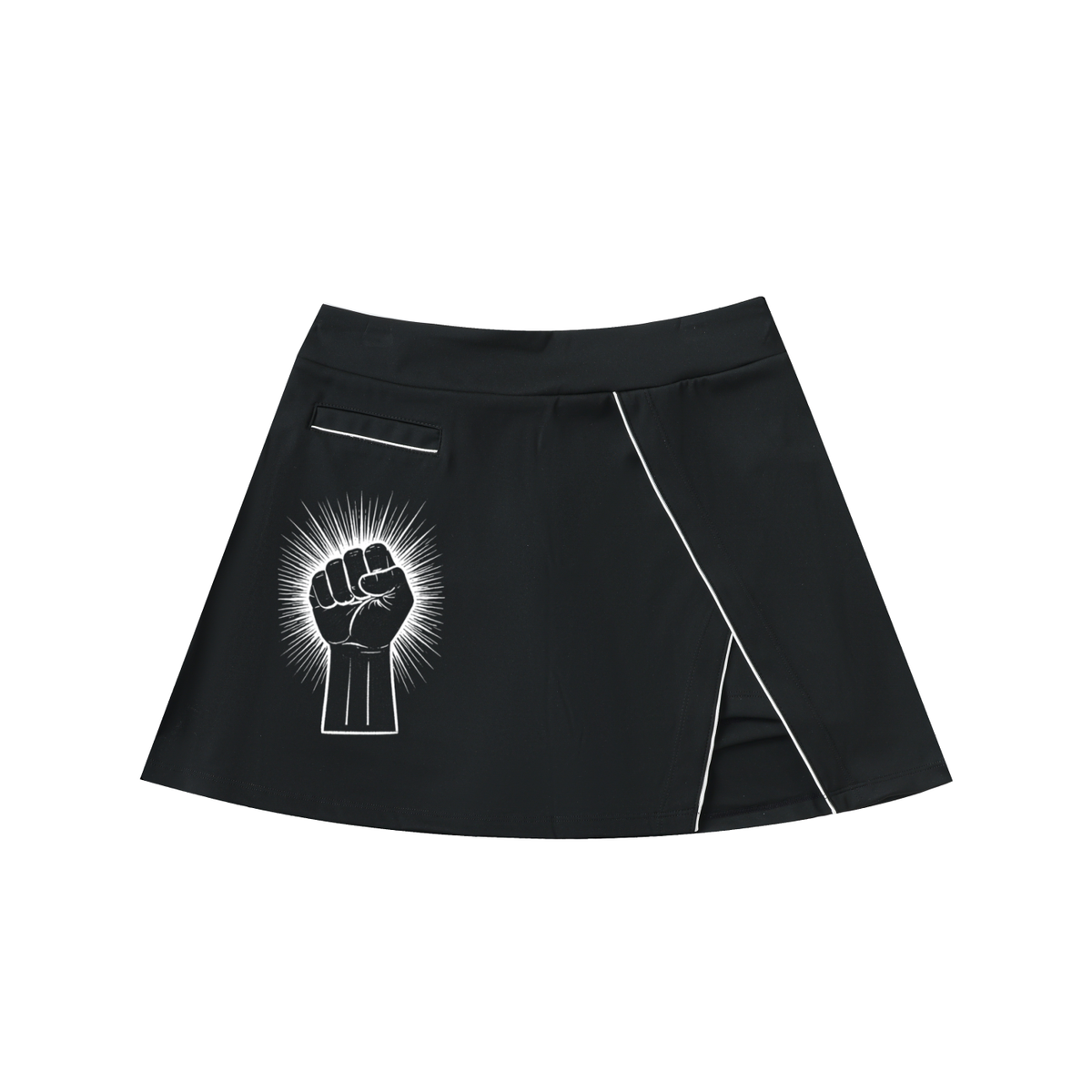The Empowered Edge High-Waist Pocketed A-Line Skirt