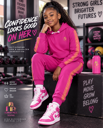 Nubian Pride Tribal Youth Unisex Hoodie in Fuschia