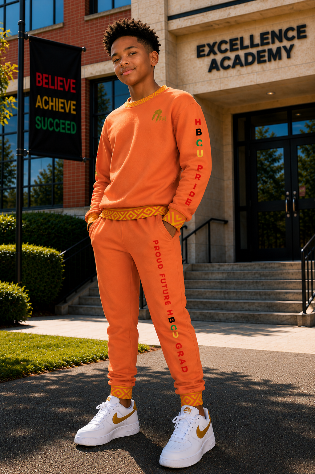 HBCU Pride Youth Unisex Sweatshirt in Tangerine