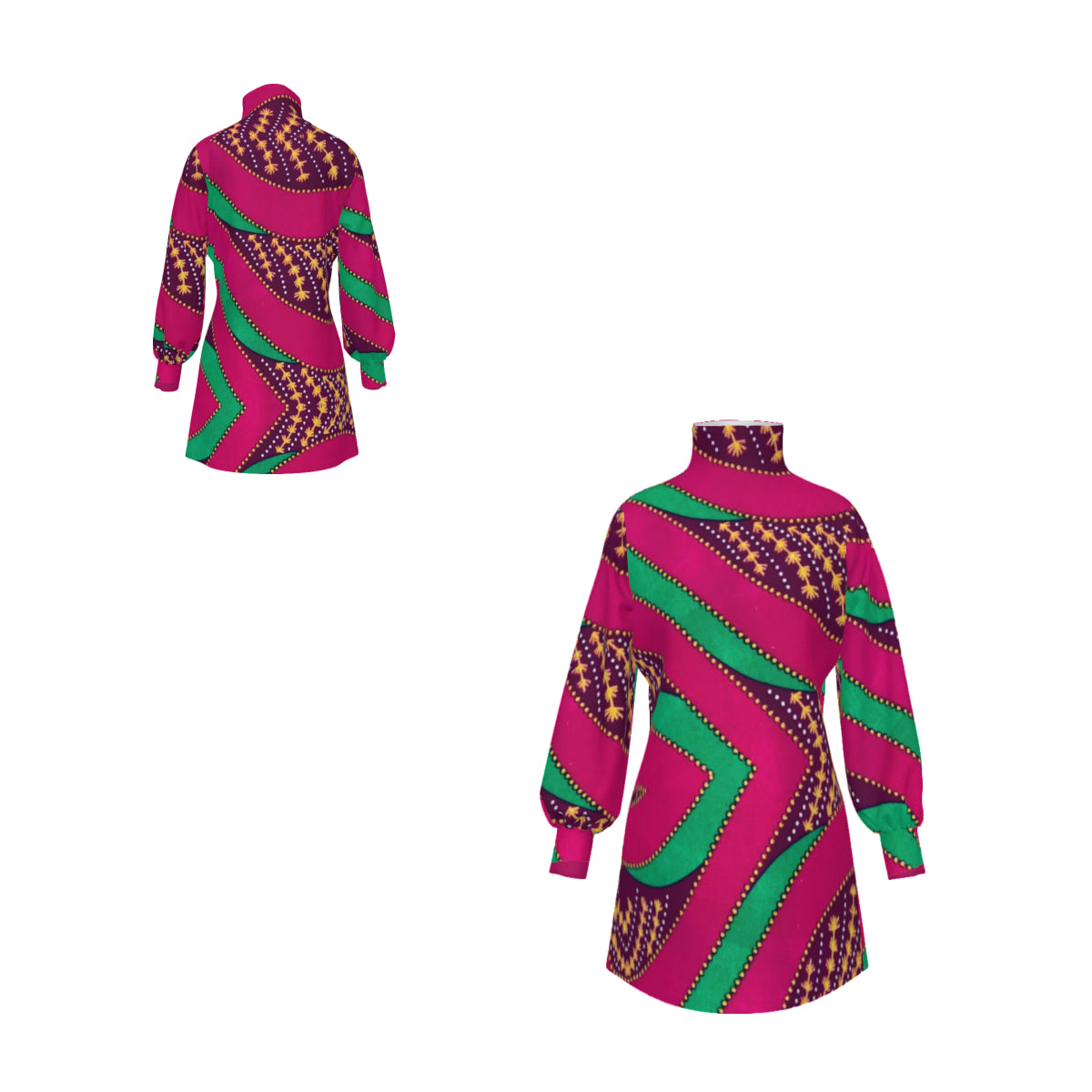Retro Vibe Lantern Sleeve Dress