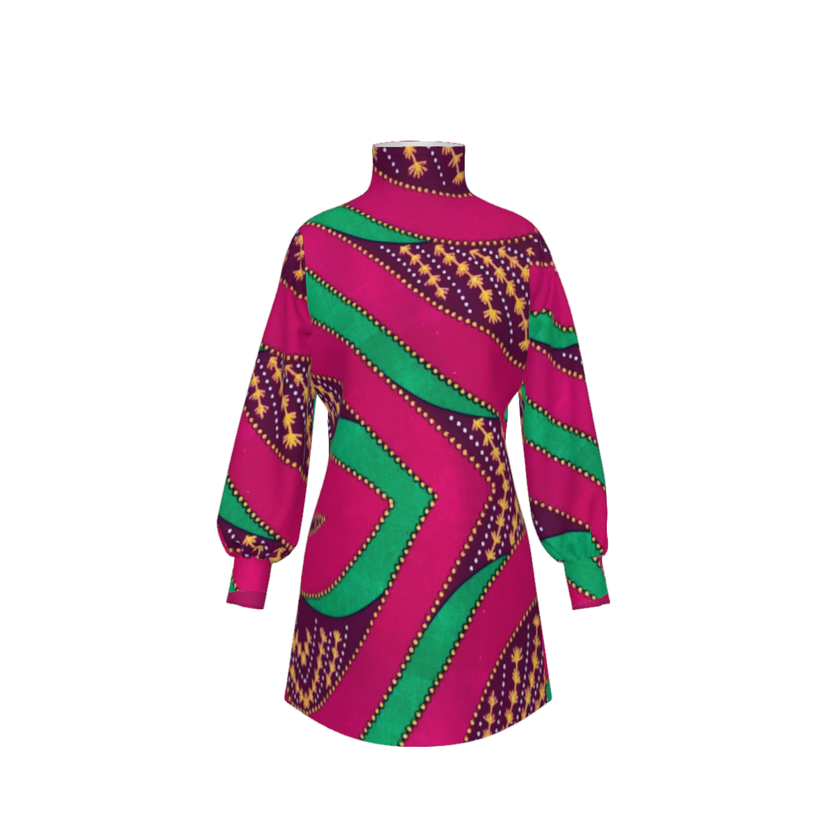 Retro Vibe Lantern Sleeve Dress