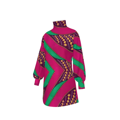 Retro Vibe Lantern Sleeve Dress