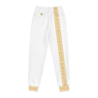 Nubian Pride White & Gold Tribal Unisex Joggers