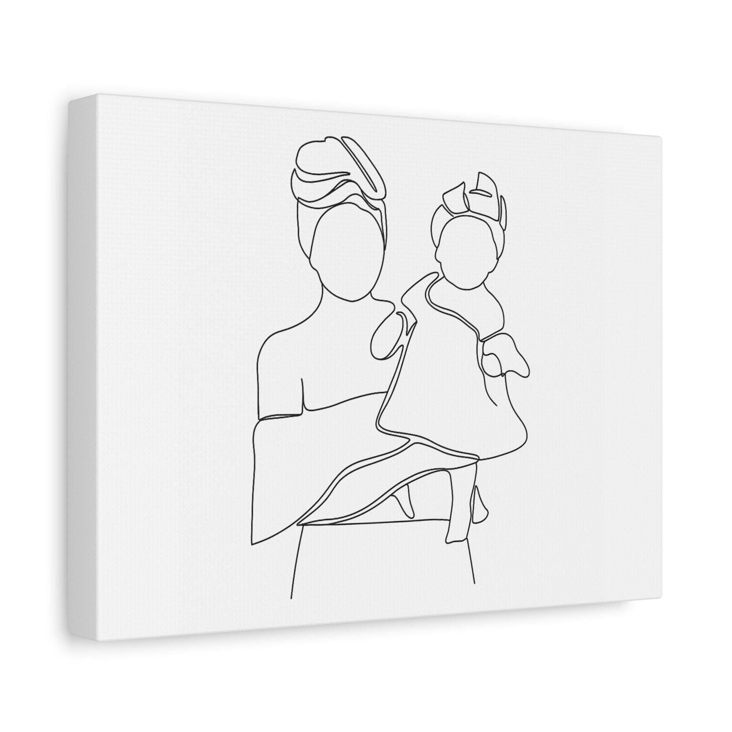 Heritage Embrace – Mother & Child Line  Art Matte Canvas Print — Stretched 1.25"