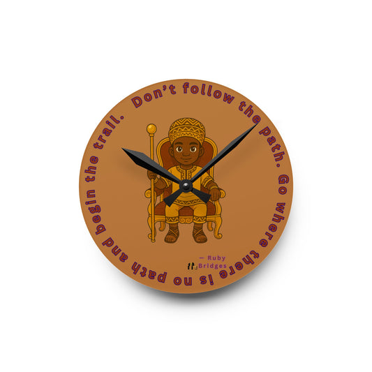 Prince Boy Acrylic Wall Clock — African Royalty Kids Room Decor