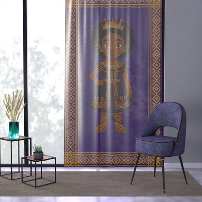 “Little Queen” Storybook Curtain – Regal, Imaginative Décor for Black Girls’ Spaces