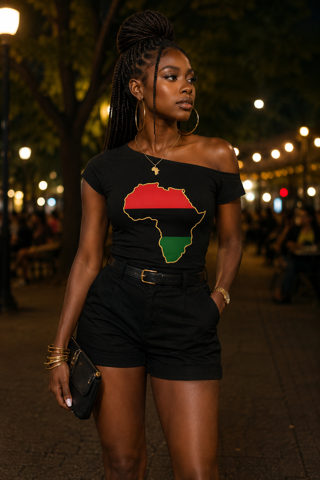 Pan African Off-the-Shoulder Tee