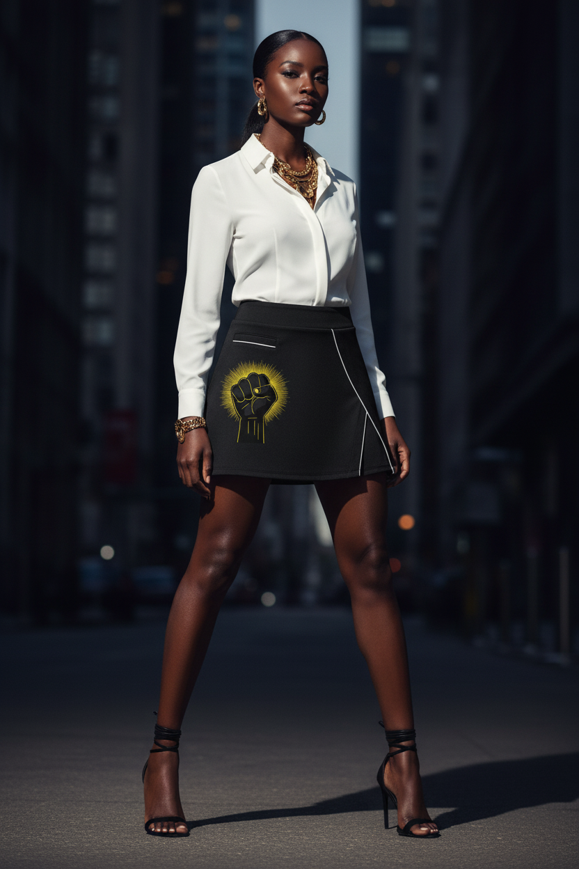 Rise Up A-Line Skirt - Yellow Fist