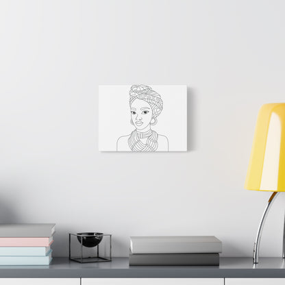 Wrapped In Beauty Line Art Matte Canvas Print — Stretched 1.25"
