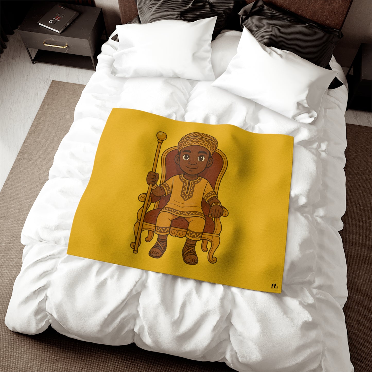 Kids' Royal Prince Sweatshirt Blanket — Cozy Brown Throw with Crowned Prince Design