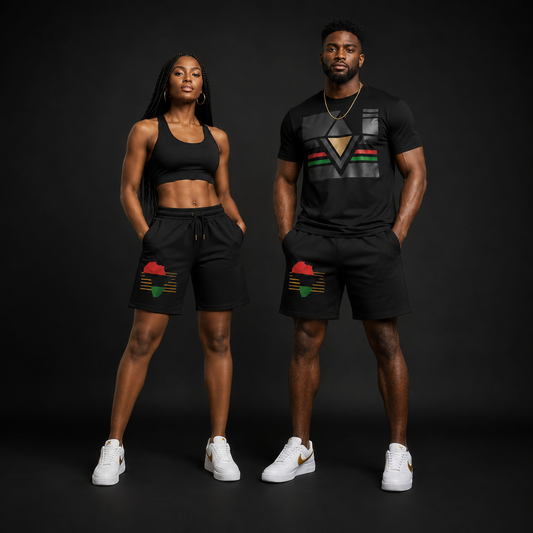 Africa on Gold Long Unisex Shorts