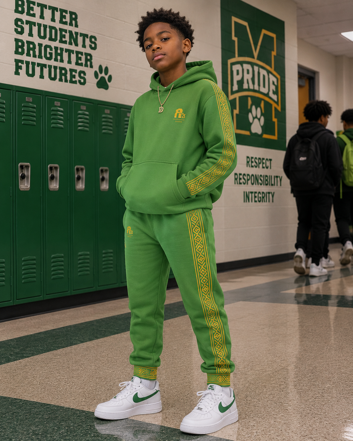 Nubian Pride Lime Green & Gold Tribal Unisex Joggers
