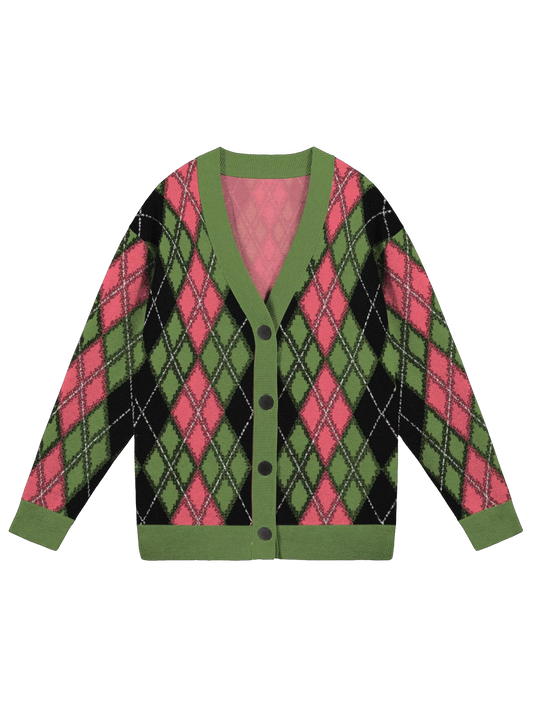 Pink and Green Envy Button-Down Cardigan