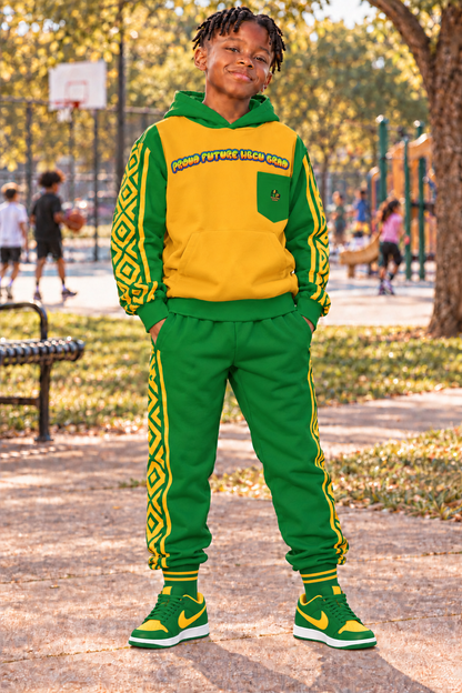 Proud Future HBCU Grad Unisex Hoodie in Green and Yellow
