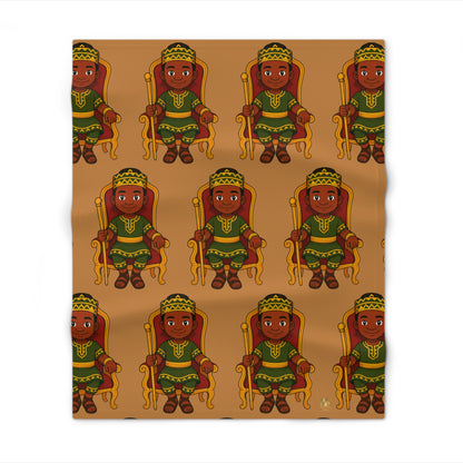 Little King Throne Pattern Throw Blanket — Cozy Tan Kids Blanket Featuring Crowned Prince Design