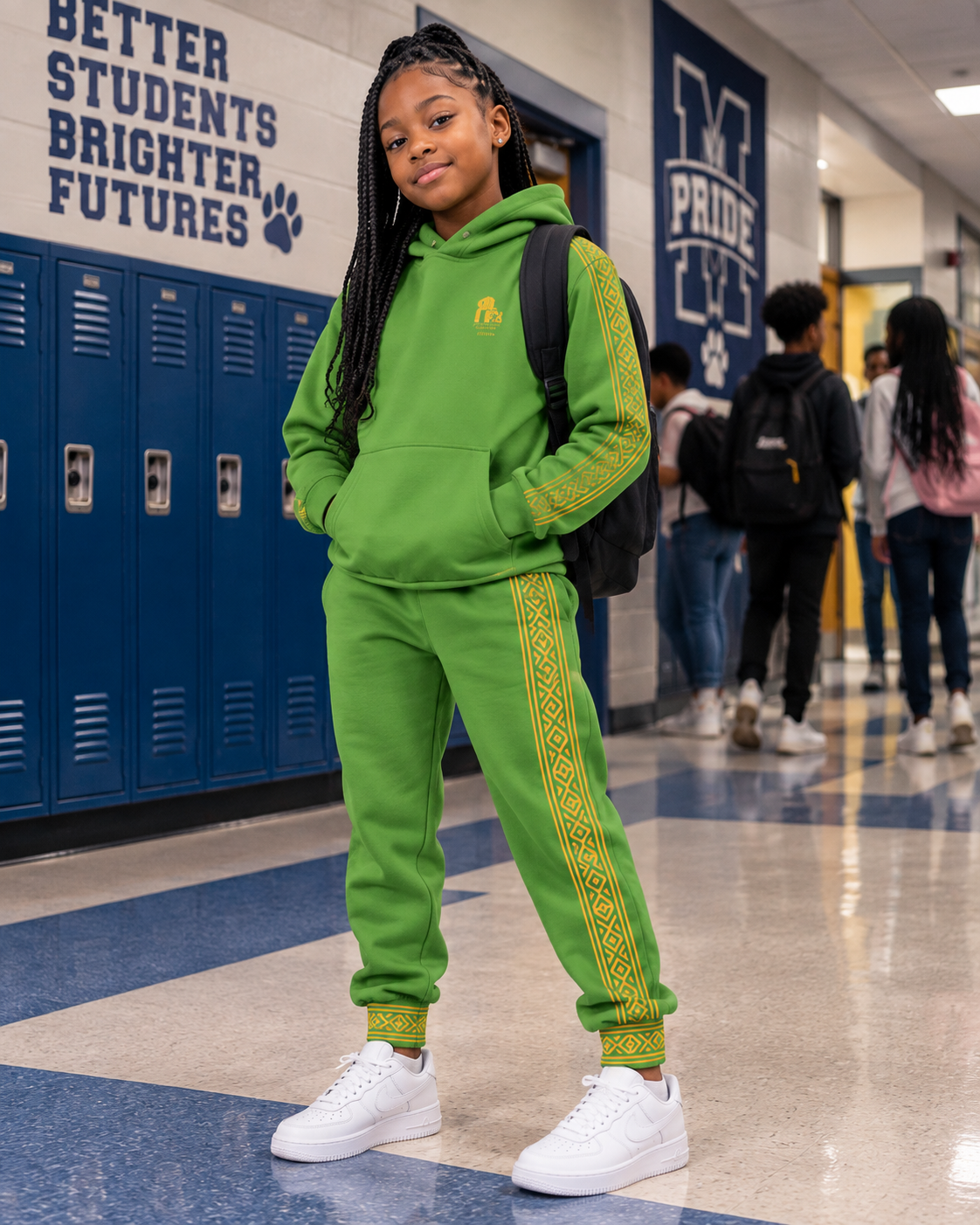 Nubian Pride Lime Green & Gold Tribal Unisex Joggers