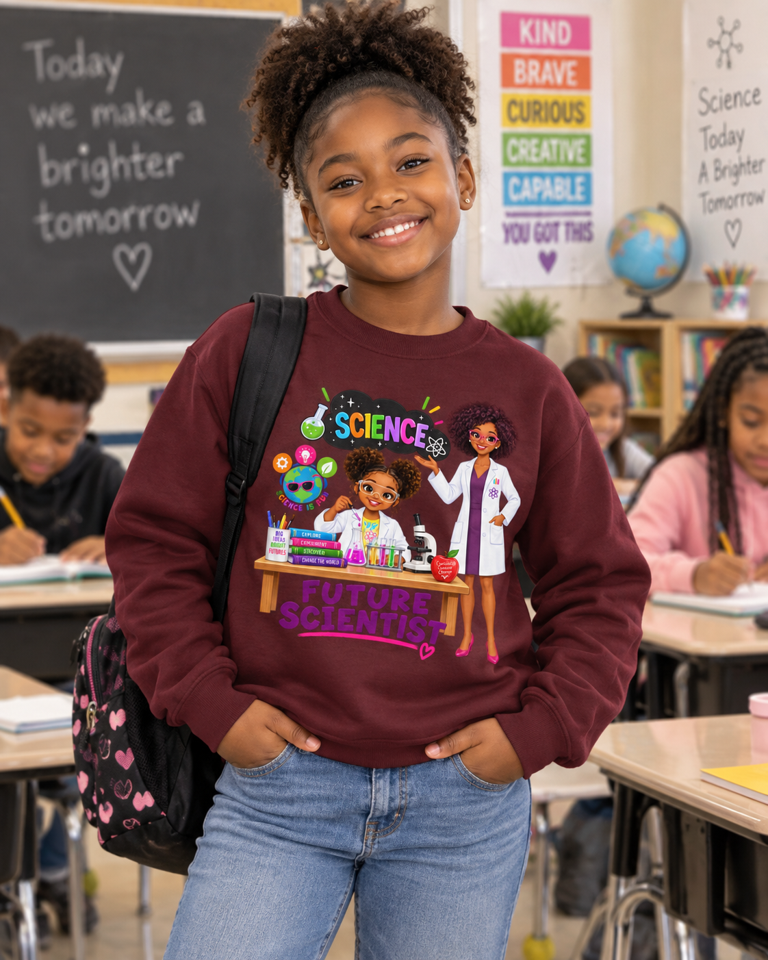 Future Scientist Youth Crewneck Sweater for Girls