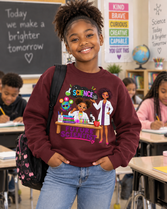 Future Scientist Youth Crewneck Sweater for Girls