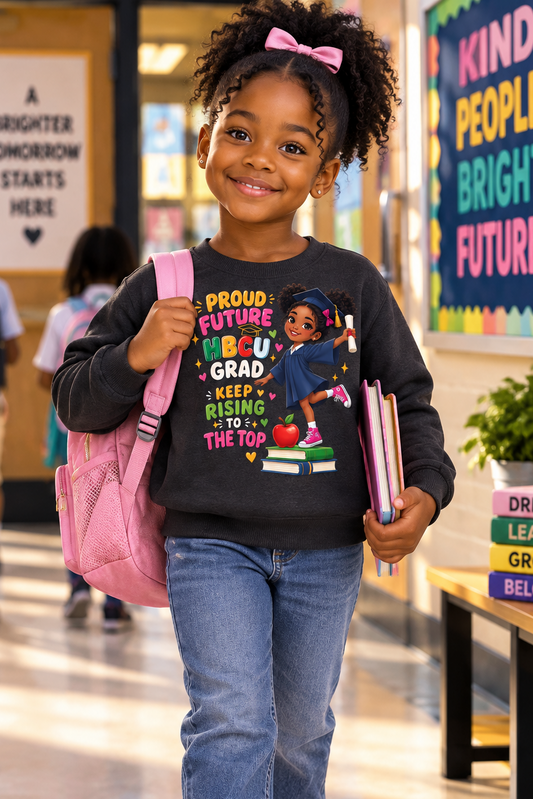 Proud Future HBCU Grad – Aim Higher Youth Crewneck Sweater for Girls