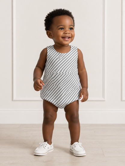 Finley Stripe Bamboo Mini Bubble Romper for Boys