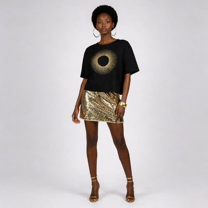 Nubian Luxe Dolman Graphic Crop Top