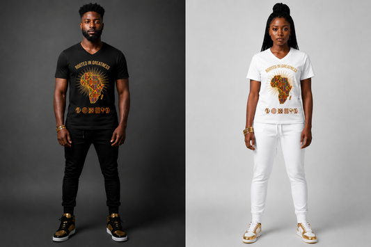 Black & Gold Adult Unisex V-Neck Motherland Tee