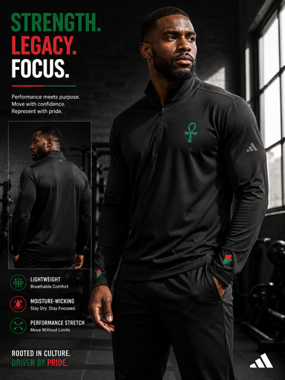 Men's Ankh Long-Sleeve Quarter-Zip Athletic Pullover