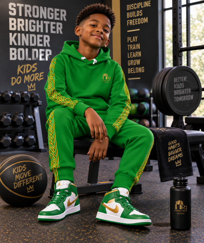 Nubian Pride Tribal Youth Unisex Hoodie in Green