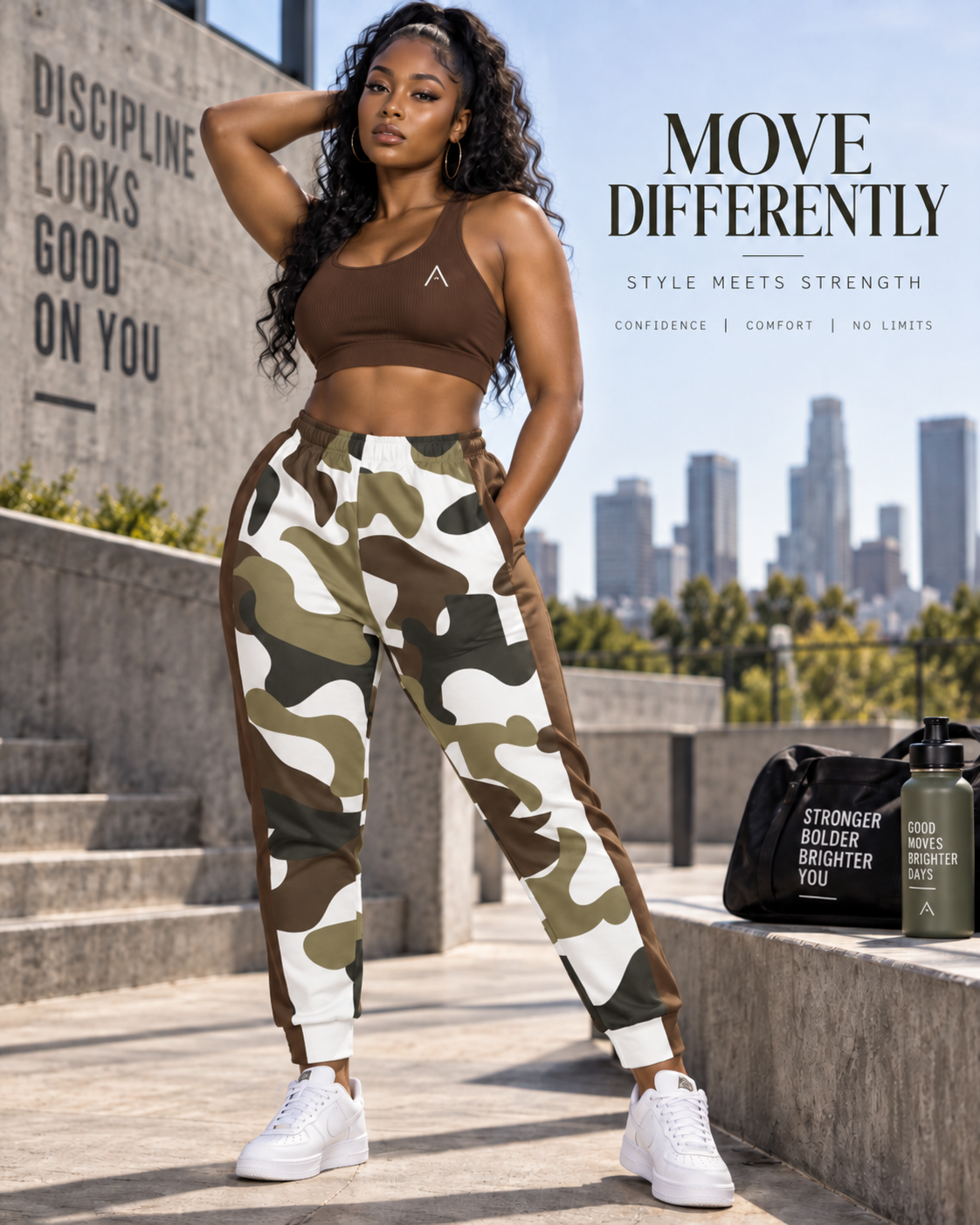 Camo Luxe Joggers for Women in Brown