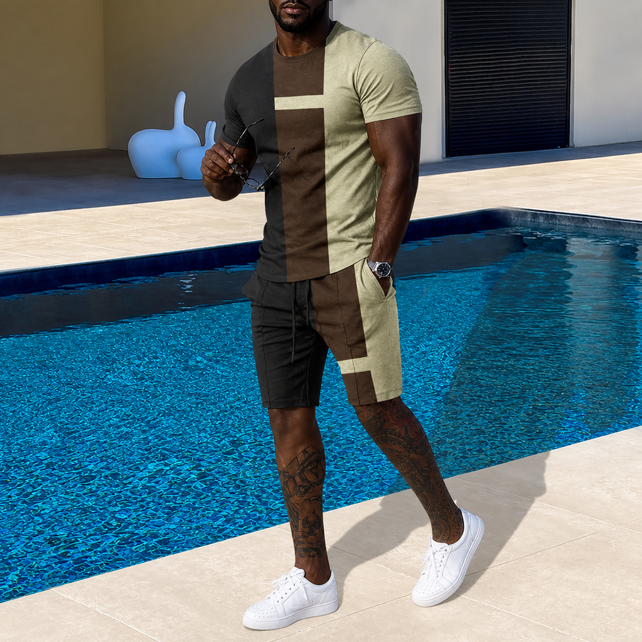 Men's Casual T-Shirt & Shorts Two-Piece Set