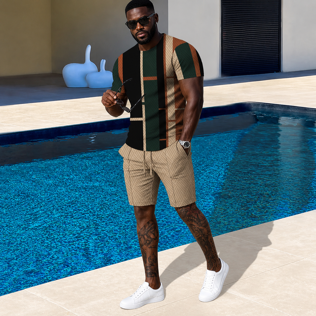 Men's Casual T-Shirt & Shorts Two-Piece Set