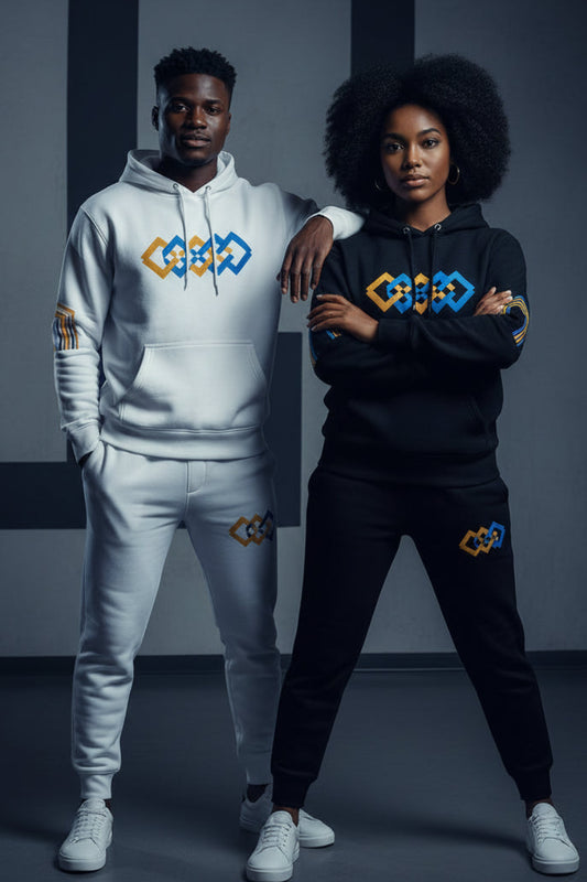 The Adidas Fleece Unisex Hoodie with Tribal Print & African Print Logo