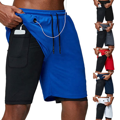 Men's 2-in-1 Gym Compression Liner & Phone Pocket  Shorts |