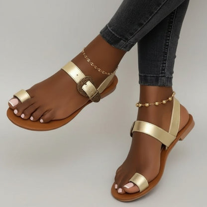 Women's Gold Toe-Ring Flat Sandals