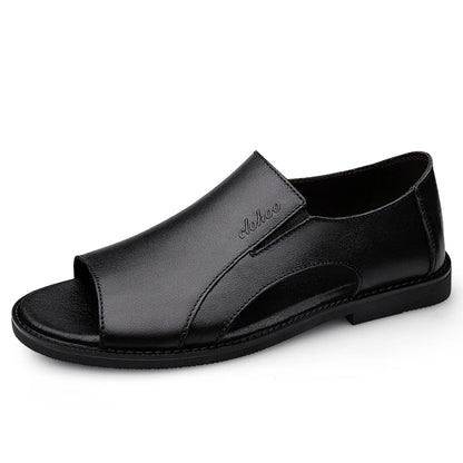 Men's Genuine Cowhide Leather Slip-On Sandals