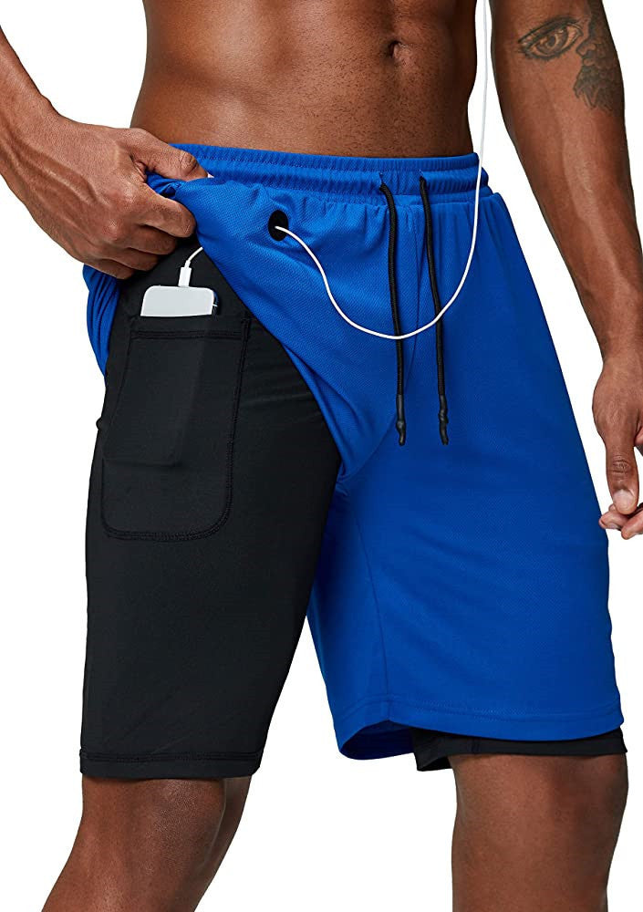 Men's 2-in-1 Gym Compression Liner & Phone Pocket  Shorts |