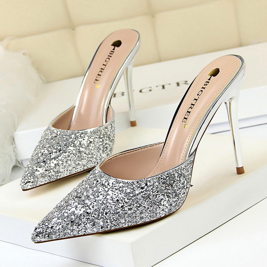 Women's Crystal Embellished Thin Heel Sandals