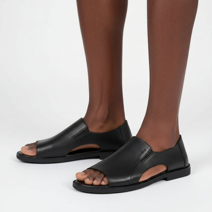 Men's Genuine Cowhide Leather Slip-On Sandals