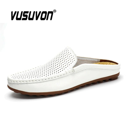 Men's Genuine Cow Leather Mule Loafers