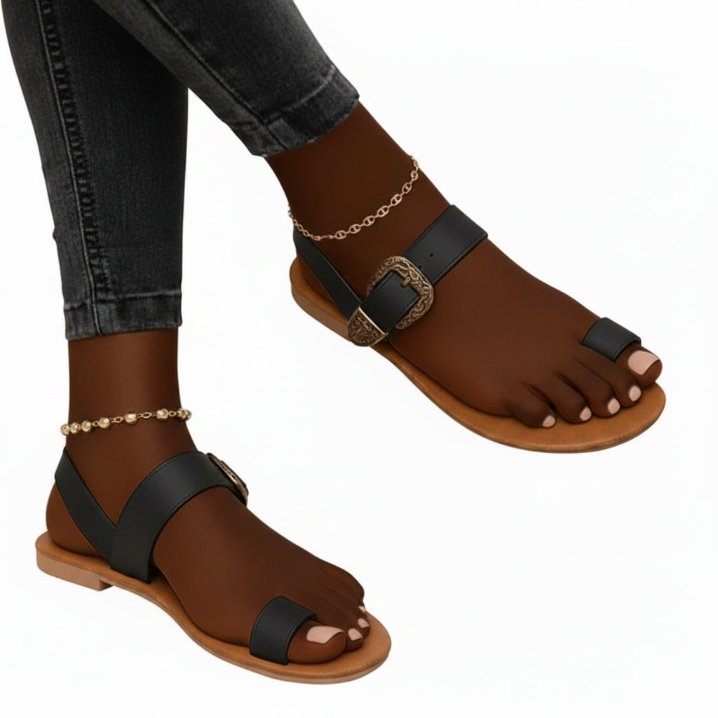 Women's Gold Toe-Ring Flat Sandals