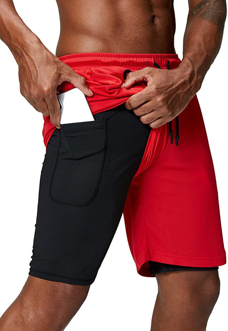 Men's 2-in-1 Gym Compression Liner & Phone Pocket  Shorts |
