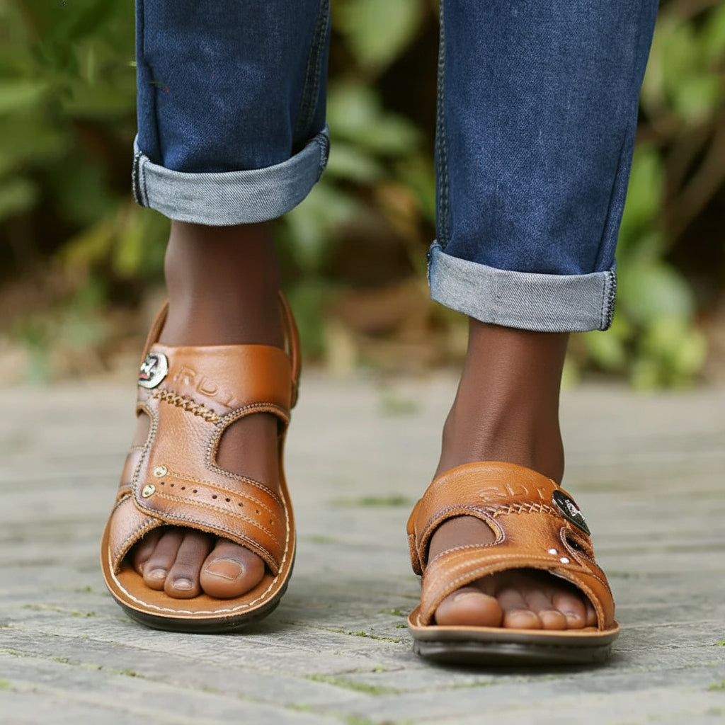 Men's 2-in-1 Genuine Cowhide Leather Sandals