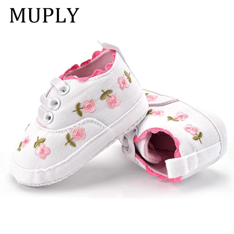 Baby Girls Floral Crib Shoes