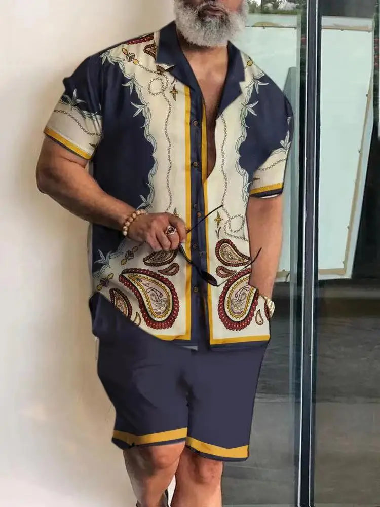 Men's Casual Two-Piece Shirt & Shorts Set